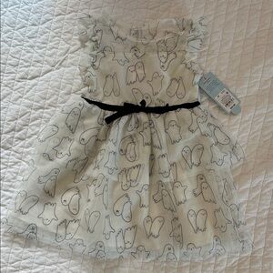 NWT Cat  & Jack Ghost Print Dress with Black Bow.